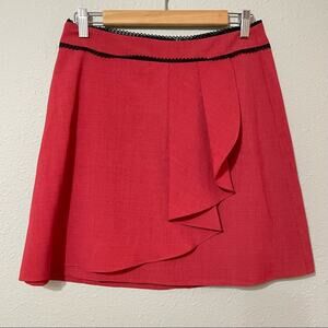Corey Lynn Calter Red Ruffled Wool Blend Mini Skirt Womens 8 Academia Dressy